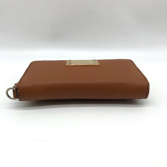 Michael Kors Brown Saffiano Leather Jet Set Zip Around Wallet - Picture 5 of 10